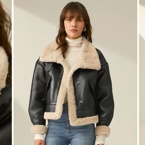 NWT Commense leather shearling jacket